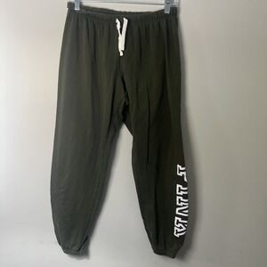 PINK Victoria's Secret Fleece Sweatpants Green S Drawstring Tapered Leg